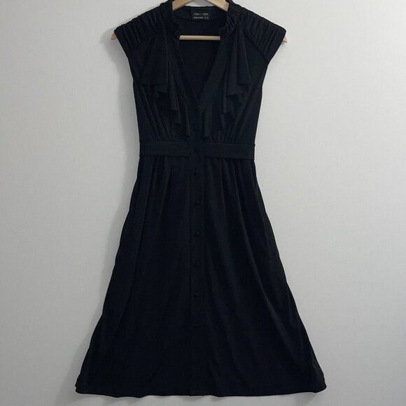 Max and Cleo Dress Womens 8 Black Ruffle Button Back Tie Dress - Picture 10 of 10